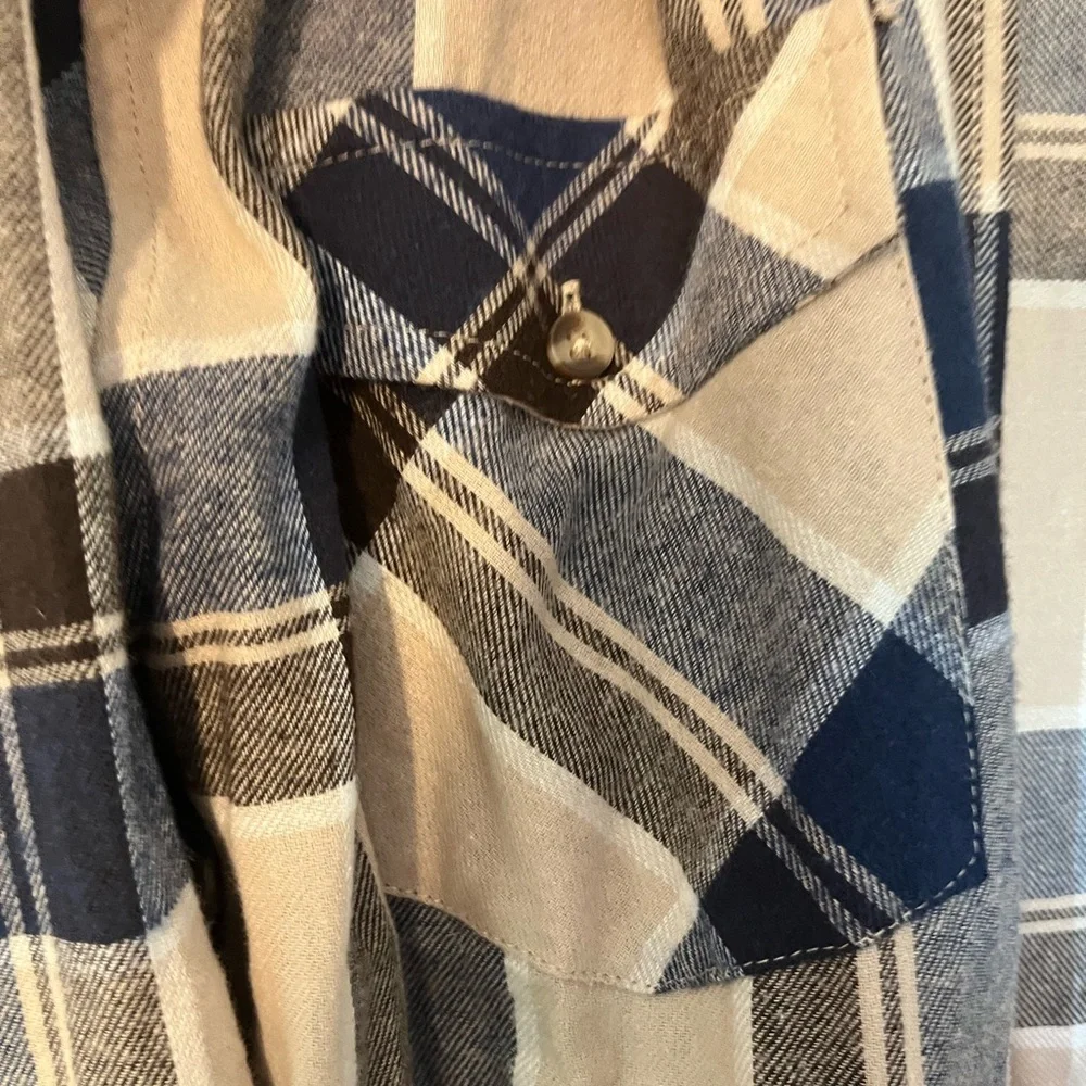 RSQ Blue and Tan Plaid Shirt - Picture 4 of 5